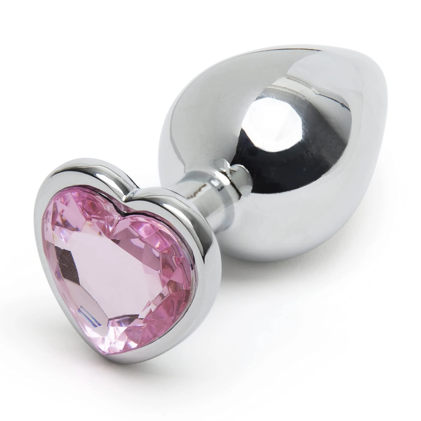 Lovehoney Jewelled Butt Plug - 3 Inch Heart Shaped Metal Anal Plug - Smooth & Firm Anal Toy - Waterproof - Pink Gem