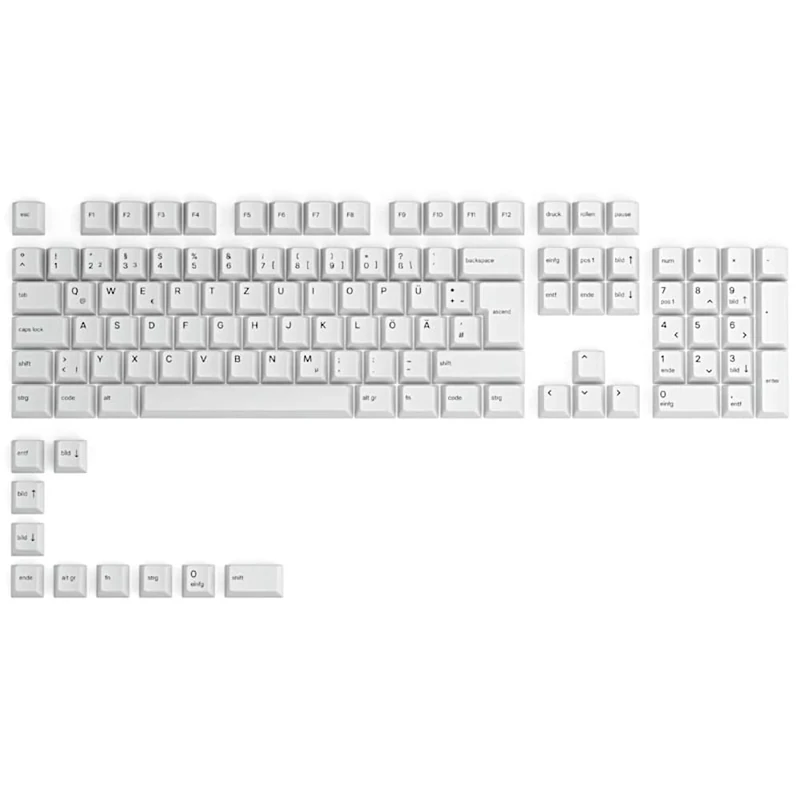 Glorious Gaming 115x GPBT-Keycaps - Cherry-Profil, äußerst widerstandsfähiger PBT-Kunststoff, optisch ein Blickfang, überragende Akustik, Originalschrift, Deutsch layout - Arctic White