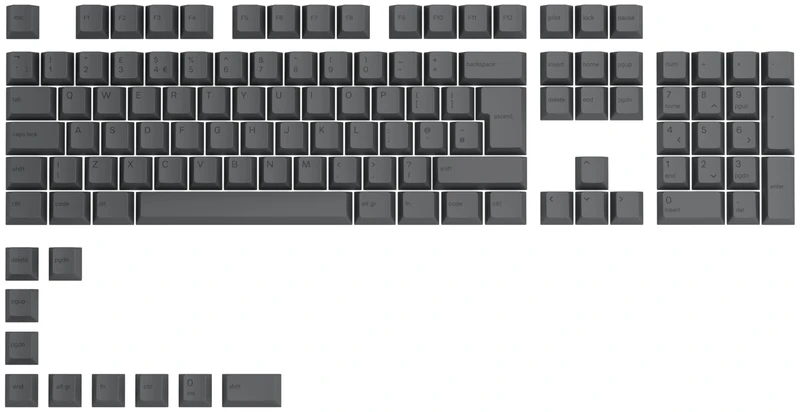 Glorious Gaming 115x GPBT Keycaps - Cherry Profile, Super Durable PBT Plastic, Eye Catching Aesthetics, Superior Sound, Original Typeface, English UK Layout - Black Ash