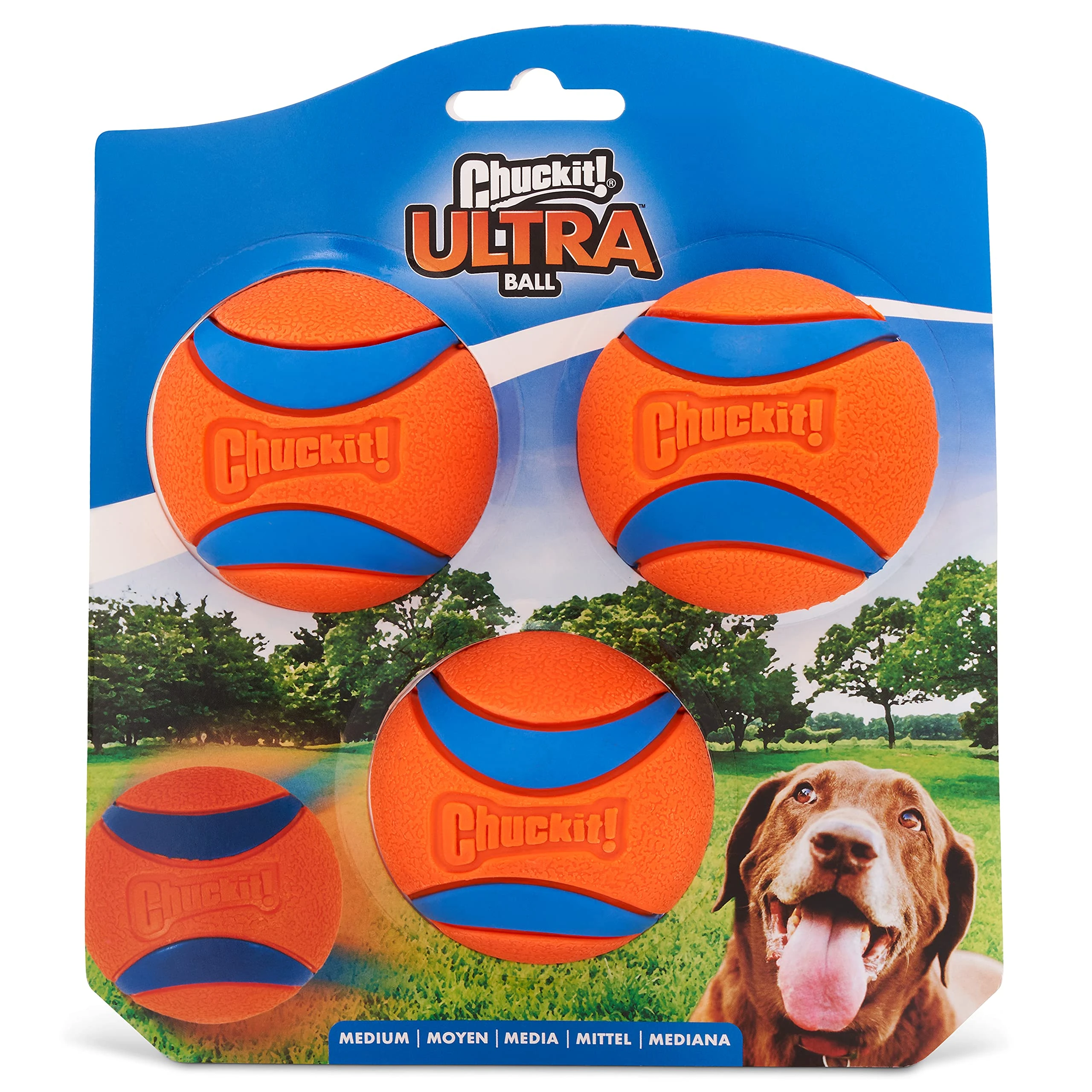 Chuckit! Ultra Ball Dog Toy, Durable Rubber Dog Balls, Launcher Thrower Compatible Interactive Toys for Dogs for Boredom, Medium, Pack of 3