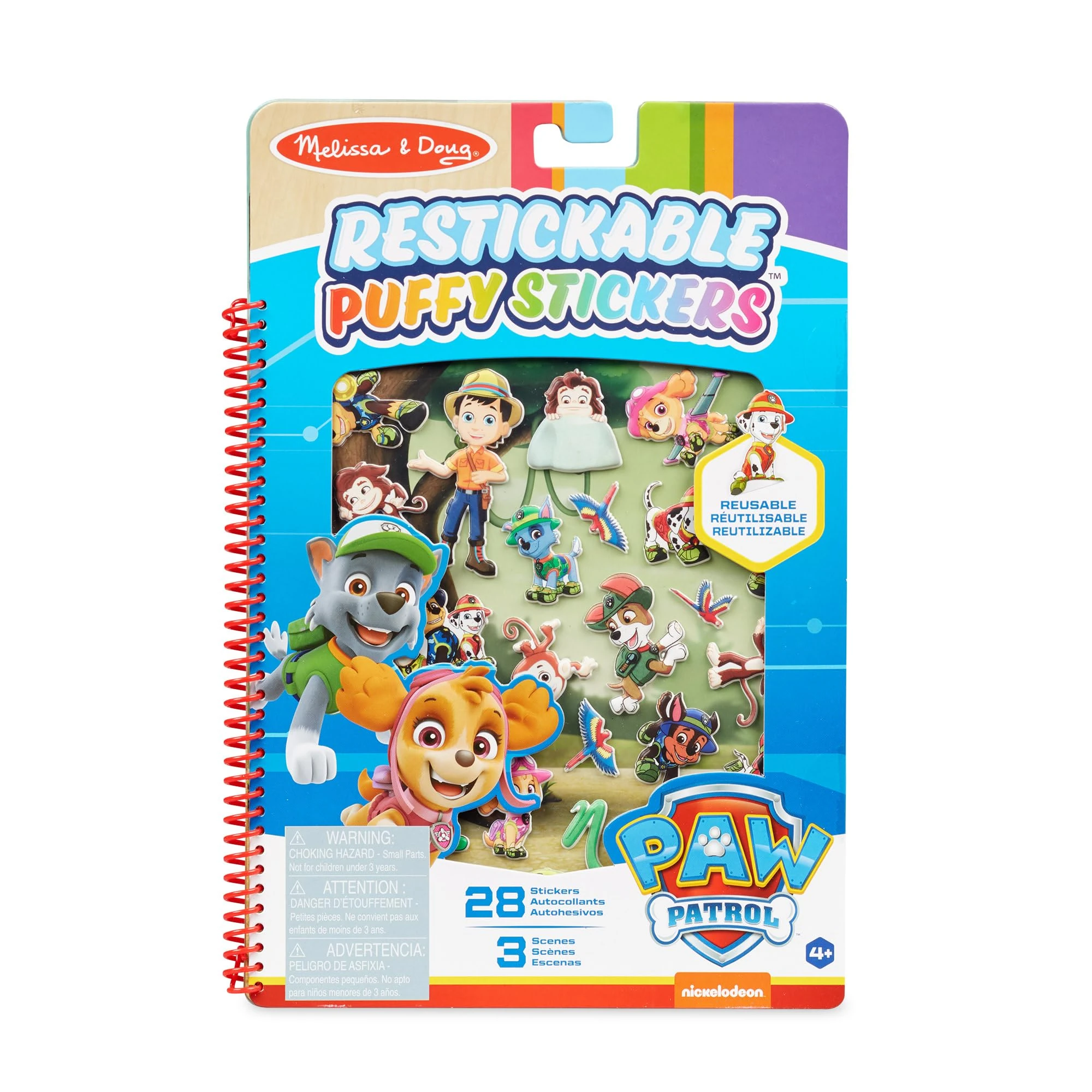 Melissa & Doug PAW Patrol Restickable Puffy Stickers - Jungle, Multicolor, 33258