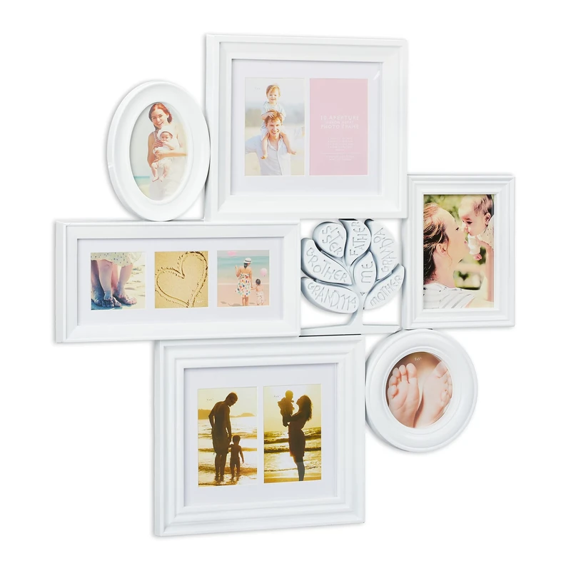 Relaxdays Frame for 10, Landscape & Portrait, Photo Collage, Gallery, 70.5 x 70.5 cm, White