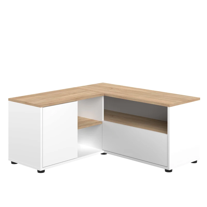 Temahome 90 Corner TV Unit 90 x 90 x 45 cm, Chipboard Melamine, White & Oak, 9