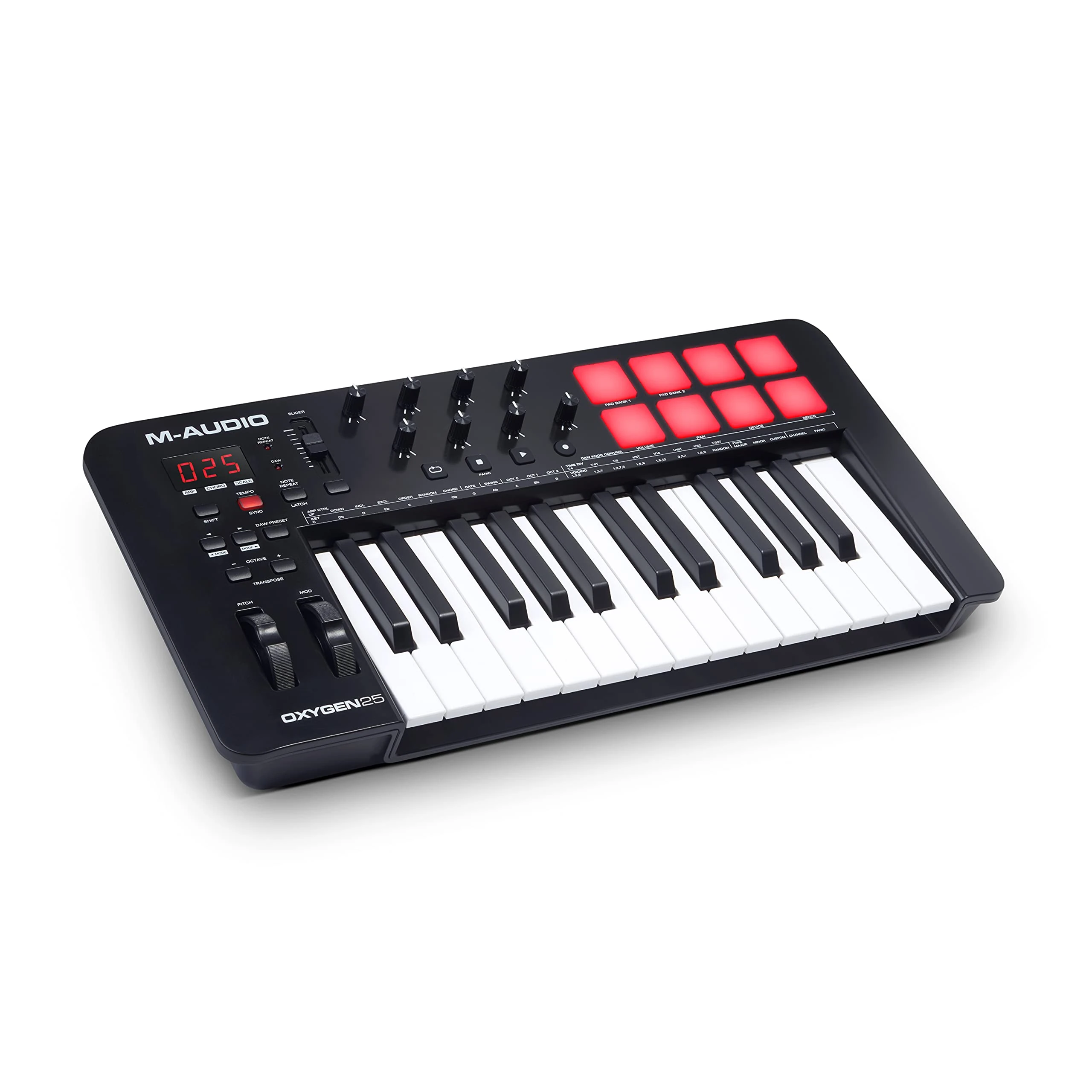M-AUDIO Oxygen 25 V – 25 Key USB MIDI Keyboard Controller With Beat Pads, Smart Chord & Scale Modes, Arpeggiator and Software Suite Included