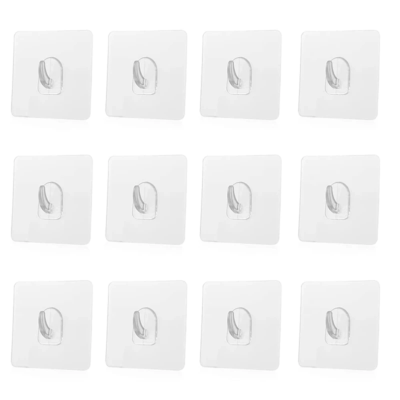 12 Pcs Self Adhesive Hooks Reusable Nano Wall Hooks Towel Hook for Kitchen Bathroom Bedroom Hanging Towel Wall Door and Ceiling