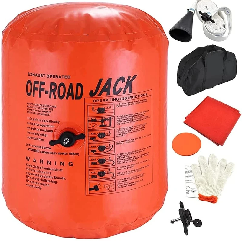 Flieeya 4-Ton Exhaust Air Jack - Portable Inflatable Car Lifting Bag for SUV, Truck & Off-Road Vehicle Recovery Emergency Tire Change Kit for Uneven Terrain