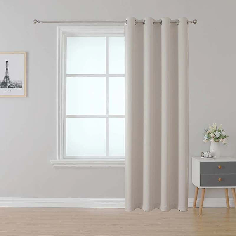 Upcortinassi Fire Retardant Blackout Curtains Flame Resistant Curtain Room Darkening for School Classroom Dorm Nursing Home Light Beige 52 x 95 1 Panel
