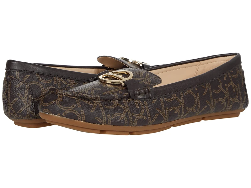 Calvin Klein Women's Layne Loafer Flat, Brown Multi 913, 7.5 UK