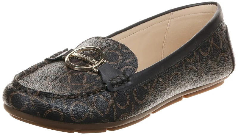 Calvin Klein Women's Layne Loafer Flat, Brown Multi 913, 4.5 UK