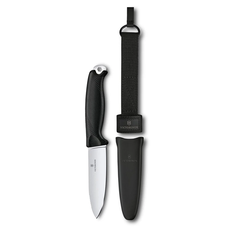 Victorinox Pocket Knife Venture, 5 Functions, Swiss Made, Fixed Outdoor Knife incl. 10.5 cm Blade and Hex Hole, Full Tang, Black - Image 1