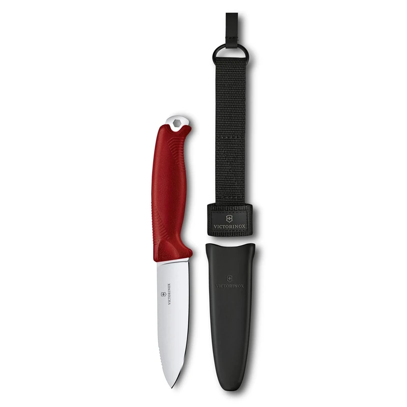 Victorinox Pocket Knife Venture, 5 Functions, Swiss Made, Fixed Outdoor Knife incl. 10.5 cm Blade and Hex Hole, Full Tang, Red