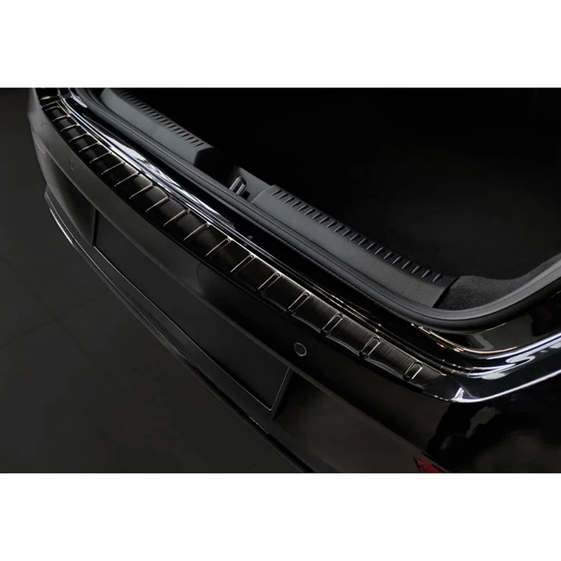 Avisa Black Stainless Steel Rear bumper protector compatible with Mercedes CLA II (X118) Shooting Brake 2019- 'Ribs'