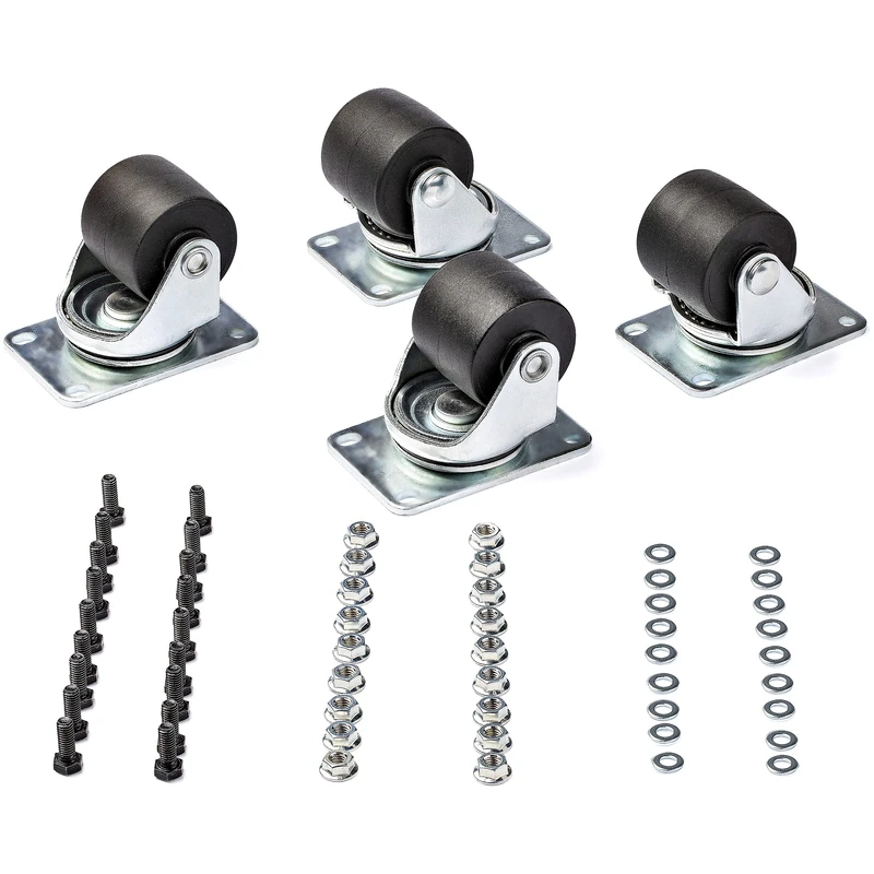 StarTech.com Heavy Duty Casters for Server Racks/Cabinets - Set of 4 Universal M6 2-inch Caster Kit - Replacement Swivel Caster Wheels (45x75mm pattern) for 4 Post Racks - Steel/Plastic (RKCASTER2)