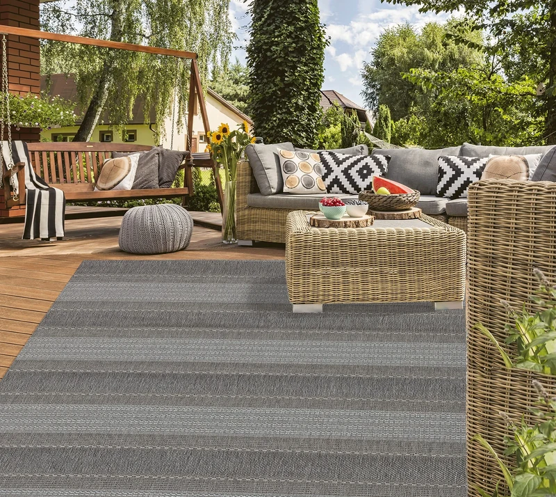 Mia's Teppiche Lara In- and Outdoor Rug, Flat Fabric, 200 x 280 cm, Grey-2