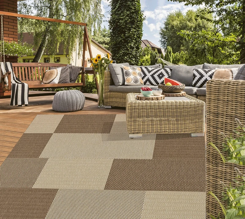 Mia's Teppiche Lara In- and Outdoor Rug, Flat Fabric, 160x220 cm, Brown-Beige