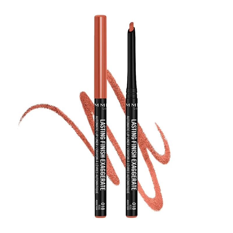 Rimmel London Lasting Finish Exaggerate Lip Liners, 018 Rose Addiction, 4g