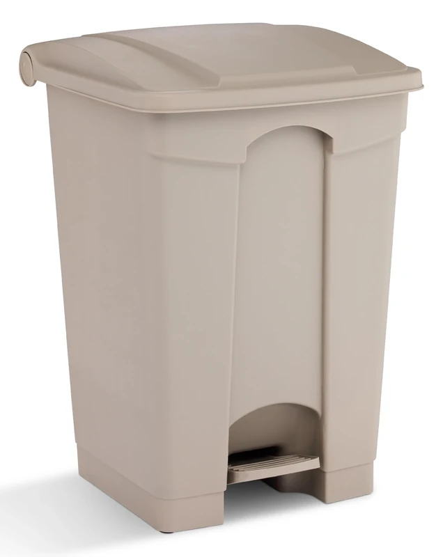 Safco Products Plastic Step-On Trash Can for Hands-Free Disposal, Great for Home/Commercial Use, 12 Gallon, Tan (9925TN)