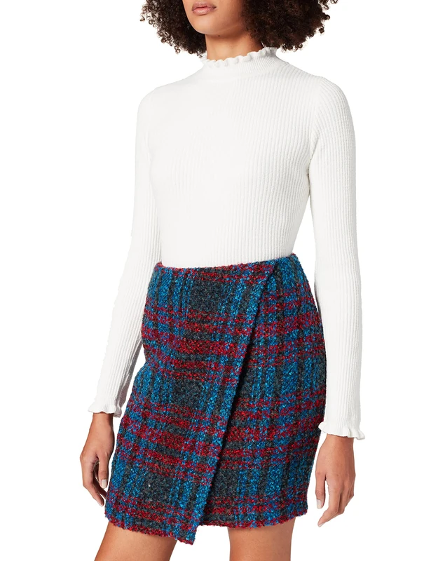 TAIFUN Women's Rock Gewebe Kurz Skirt, Charcoal Gemustert, 36