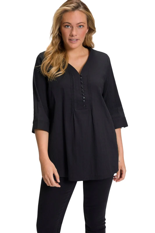 Ulla Popken Women's Tunika Blouses, Schwarz,