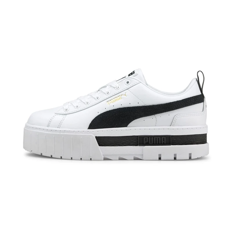 PUMA Women's Mayze Lth Wn's Sneaker, Puma White Puma Black, 8.5 UK