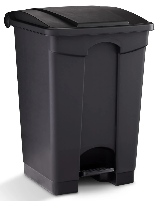 Safco Products Plastic Step-On Trash Can for Hands-Free Disposal, Great for Home/Commercial Use, 12 Gallon, Black (9925BL) - Image 1