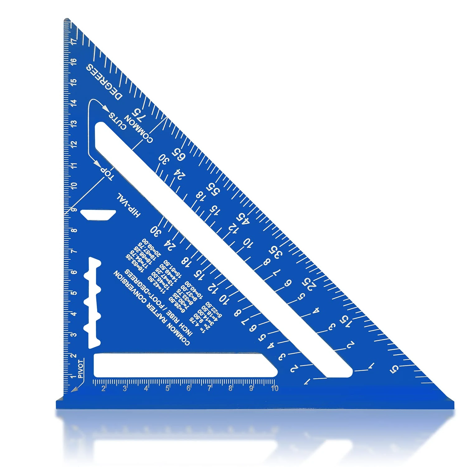 Carpenter Measuring Square Metric Imperial 7 Inches,Aluminum Alloy,90 Degree Thickened Triangle Ruler for Woodworking (blue)