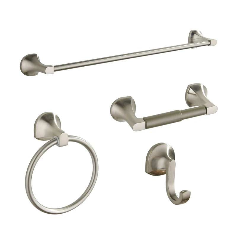 BGL Bathroom Accessory Set, Brushed Nickel Adjustable Expandable Towel Bar 4-Piece Bathroom Hardware Set Wall Mounted Robe Hook Toilet Paper Holder Towel Ring Towel Bar