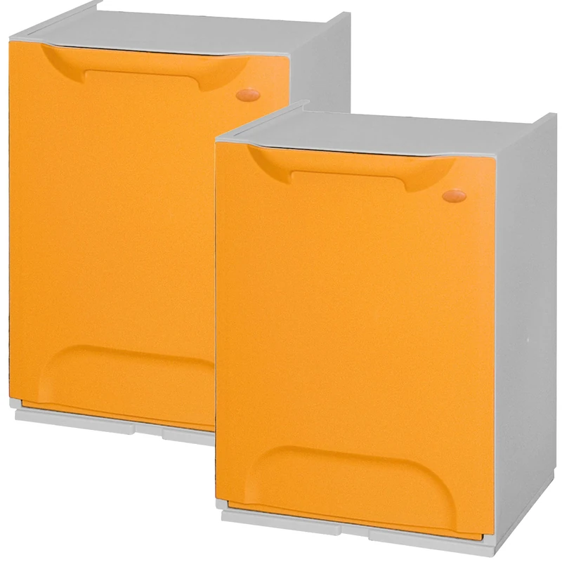 WELLHOME ECO-LOGICO Pack of 2 Yellow Polypropylene Recycling Bins with Tank Inside, 47 x 34 x 29 cm c/u - Image 1