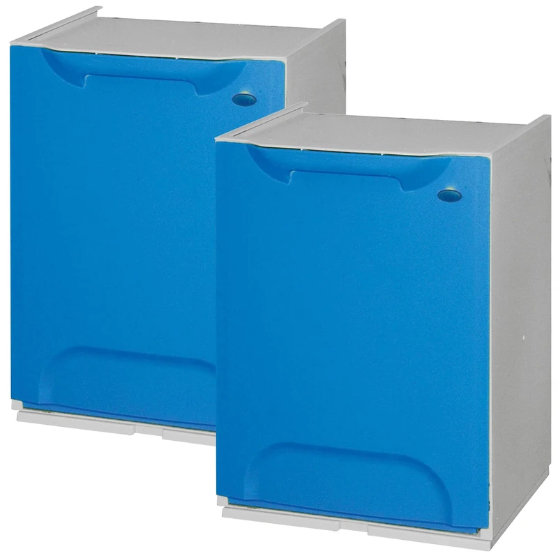 WELLHOME ECO-LOGICO Pack of 2 Blue Polypropylene Recycling Bins with Tank Inside, 47 x 34 x 29 cm c/u