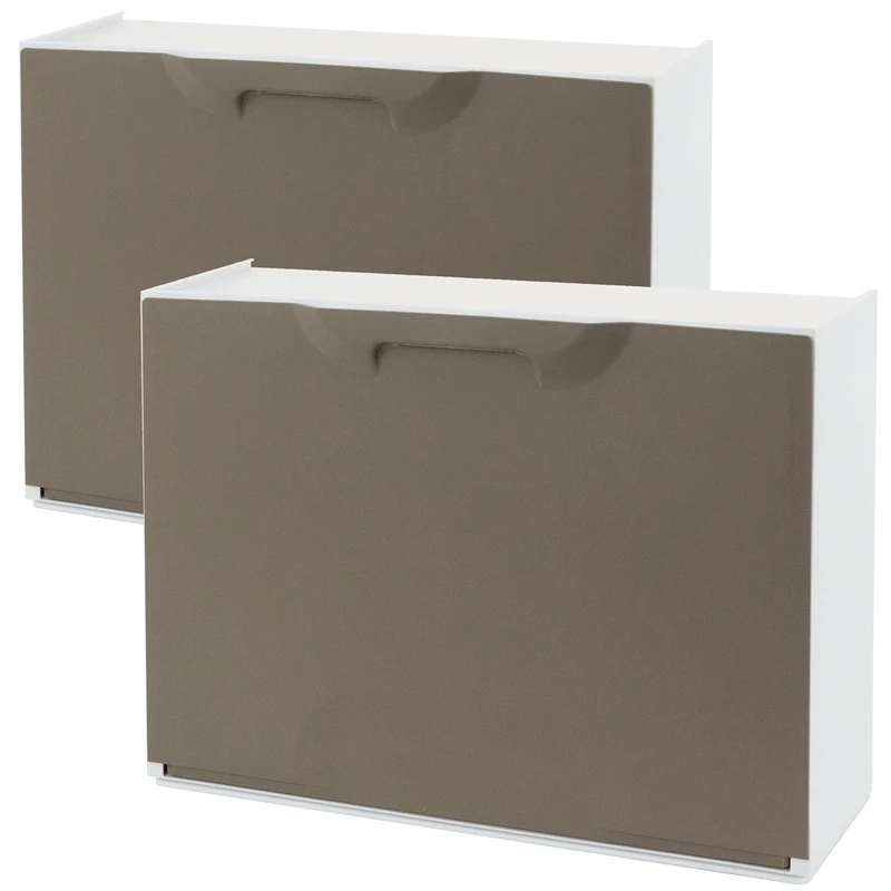 WELL HOME MOBILIARIO & DECORACIÓN Pack of 2 Brown Polypropylene Shoe Racks - Image 1