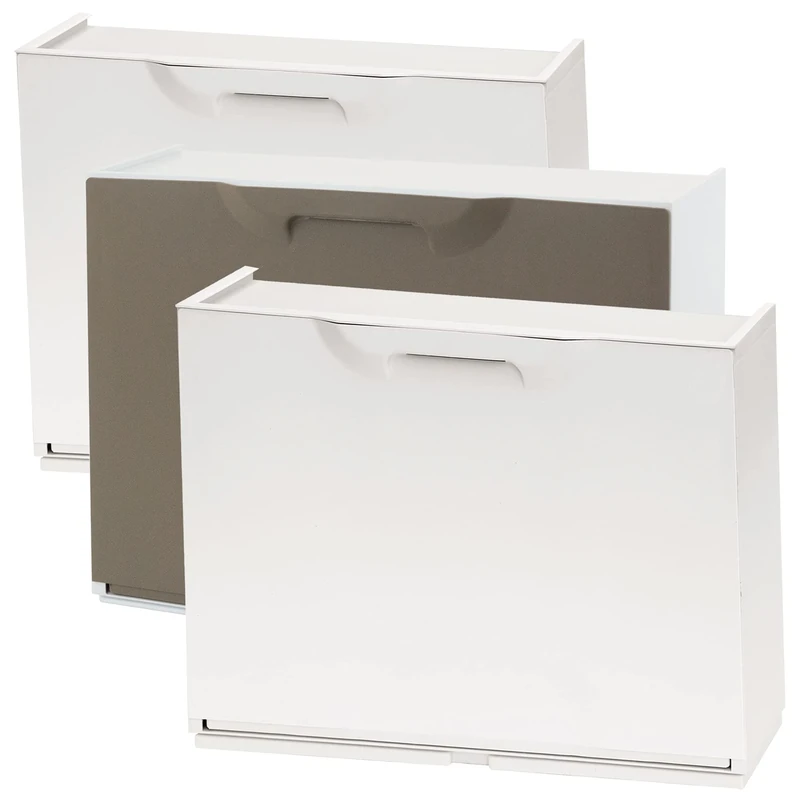 WELLHOME Pack of 2 Shoe Rack Polypropylene, Brown/White, 40,1x51x17,3 cms. c/u