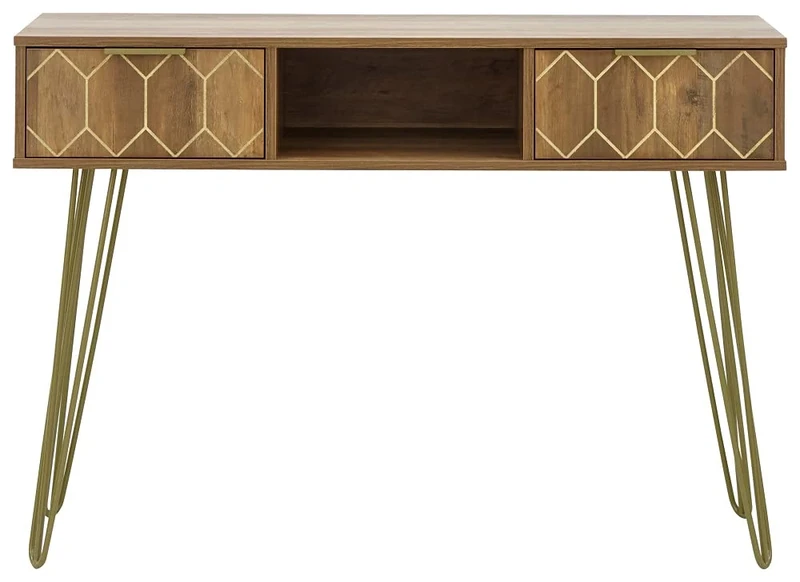 GFW Orleans Mango 2 Drawer Console Desk Storage Table, 115 cm Width x 39.5 cm Depth x 79.5 cm Height