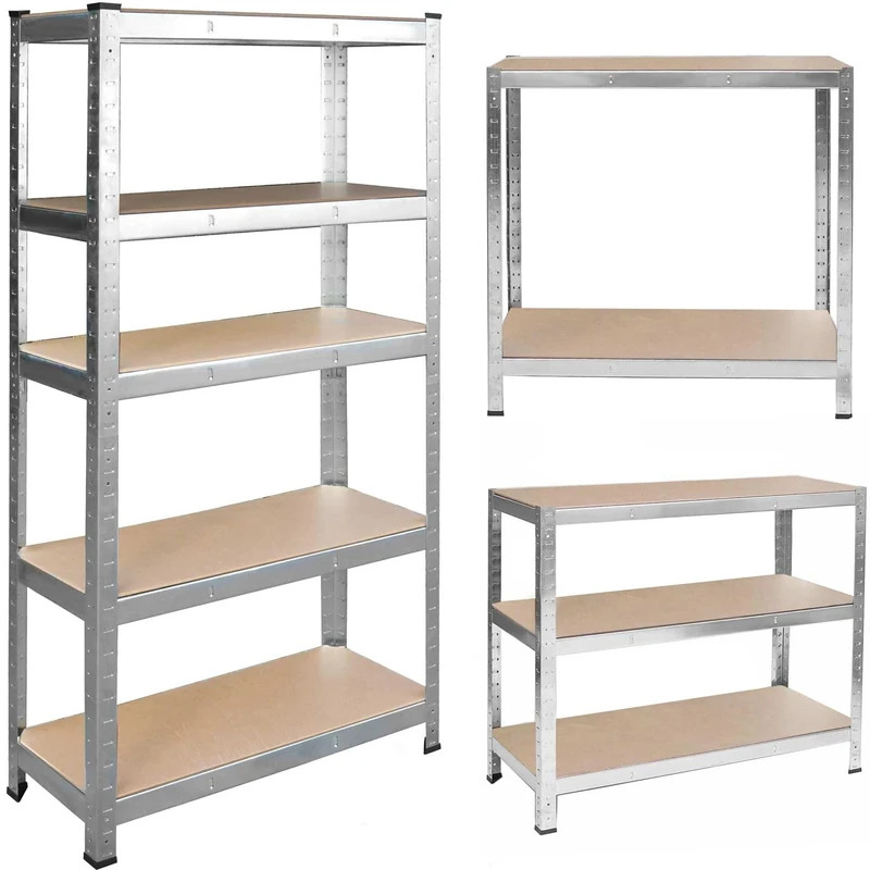 Humberg Shelving Unit Heavy-Duty with Steel Frame Metal Maximum Load 1000 kg 5 Shelves 45 x 120 x 205 cm Silver