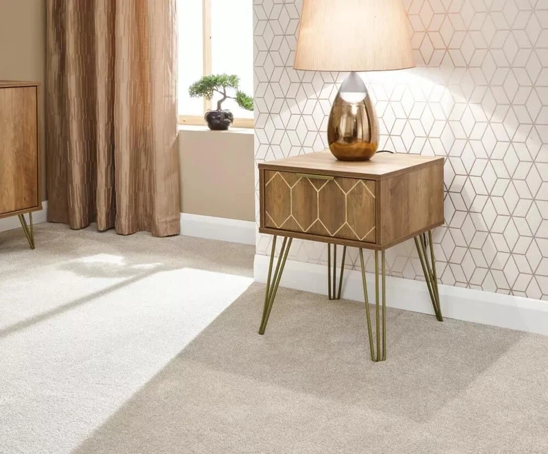 GFW Orleans Mango Effect Lamp Table, 1 Drawer Side Table with Hairpin Legs, Retro Bedside Table and Living Room Accent Furniture
