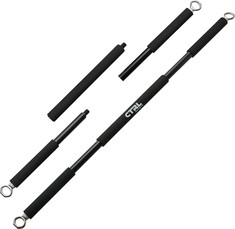 Resistance Band Bar for Fitness – Workout Bar for Exercise, Squat, Biceps, Triceps, Shoulders, Back – Adjustable 3 Parts Bar for Resistance Bands – Durable Portable Steel Pilates Resistance Bar