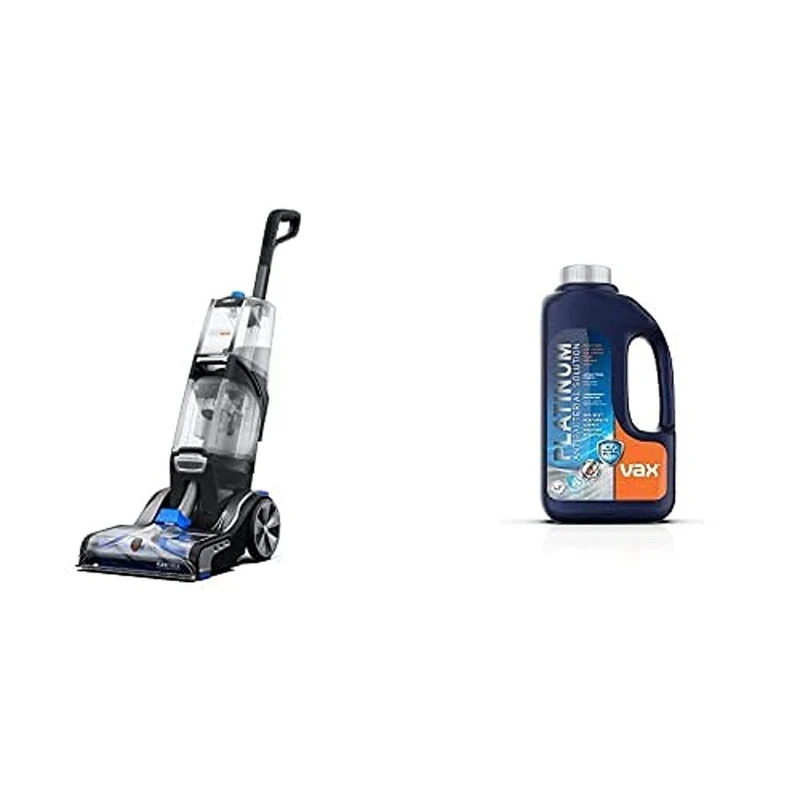 Vax 1-1-142257 Platinum Smartwash Carpet Cleaner, Charcoal/Blue with 1-9-142404 Platinum Antibacterial Carpet Cleaner Solution, 1.5 L