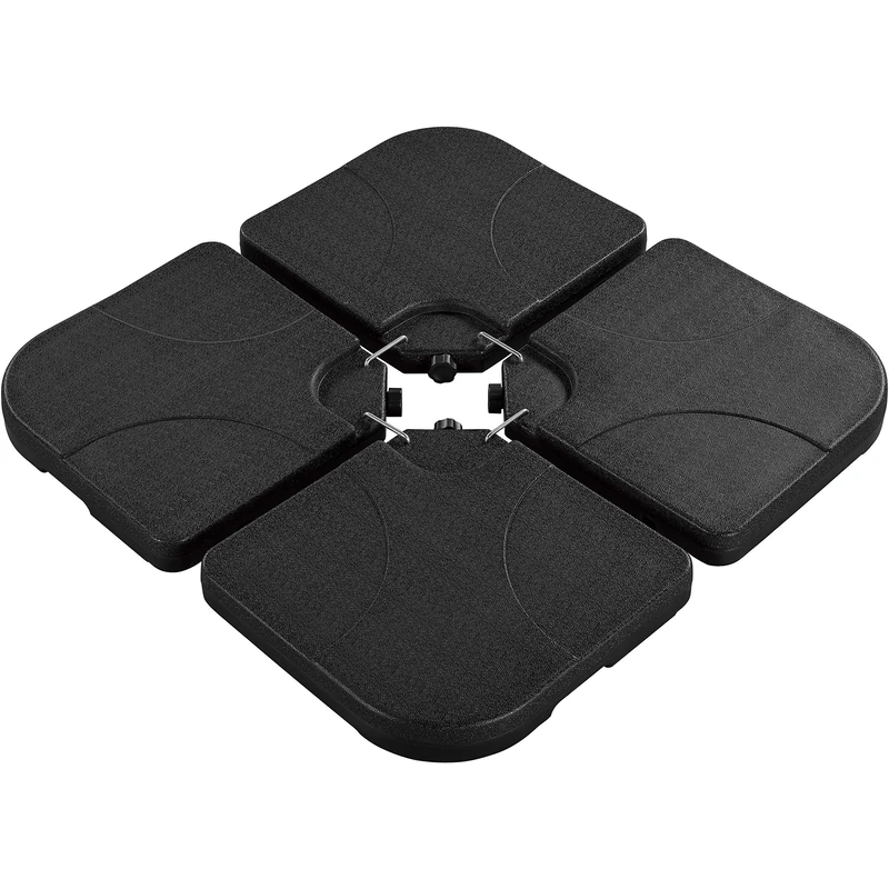 Yaheetech 4 Pieces Square Banana Umbrella Stand Cantilever Parasol Base Black, Weight Stand for Patio Offset Parasols Fillable Total 80kg Sand or 60L Water Umbrella Base