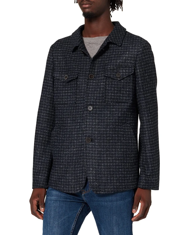 Pierre Cardin Men's Mac-2 Futureflex Patterned Jacket Blazer, Blue, 48S