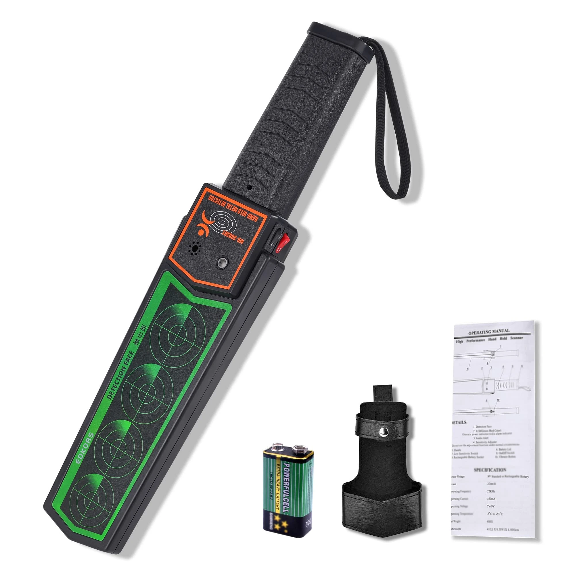 Portable Hand Held Metal Detector Pinpointer,Security Wand Scanner Optional Sound & Vibration Modes Detects Weapons,Nails,lost jewelry