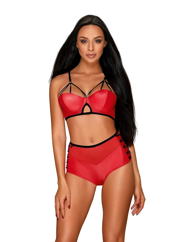 Selente Love & Fun 3-Piece Lingerie Set - Red Leather Look - Image 1