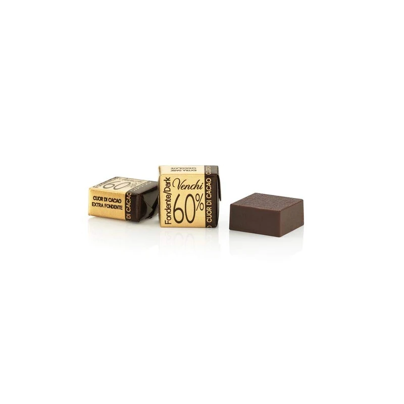Venchi Pure Dark Chocolate Cube 60% in Bulk Bag, 1 kg - Vegan, Gluten Free