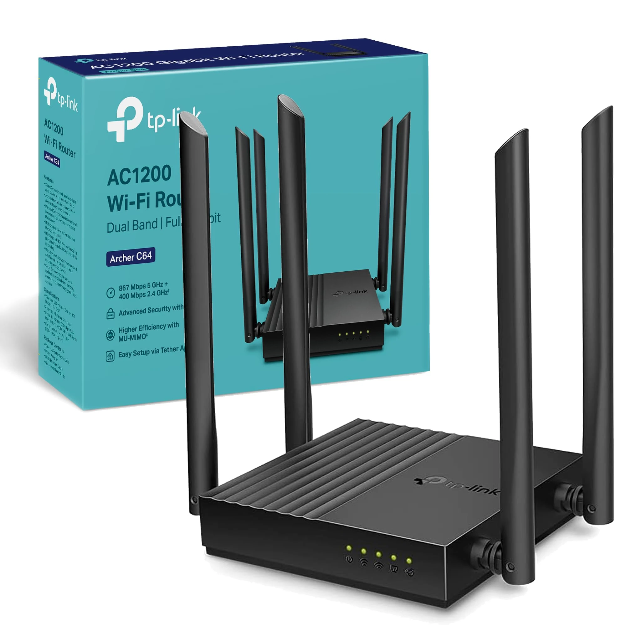 Tp-Link Archer C64 Gigabit Ethernet Mu-Mimo Dual-Band Wireless Router