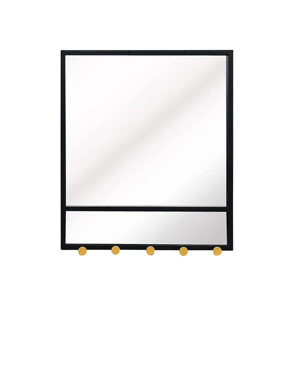ASPECT Entryway Mirror with Five Hooks,Black