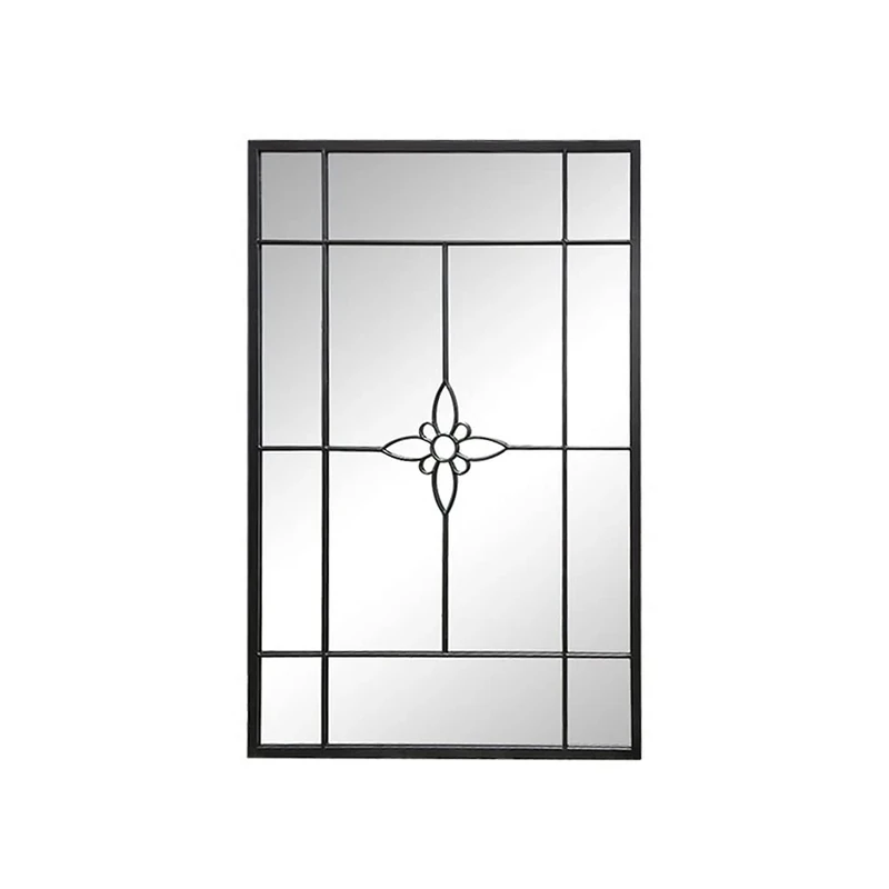 ASPECT Window Wall Mirror,Metal Window Mirror,Black (Black, 80(W) x3(D) x120(H) cm)