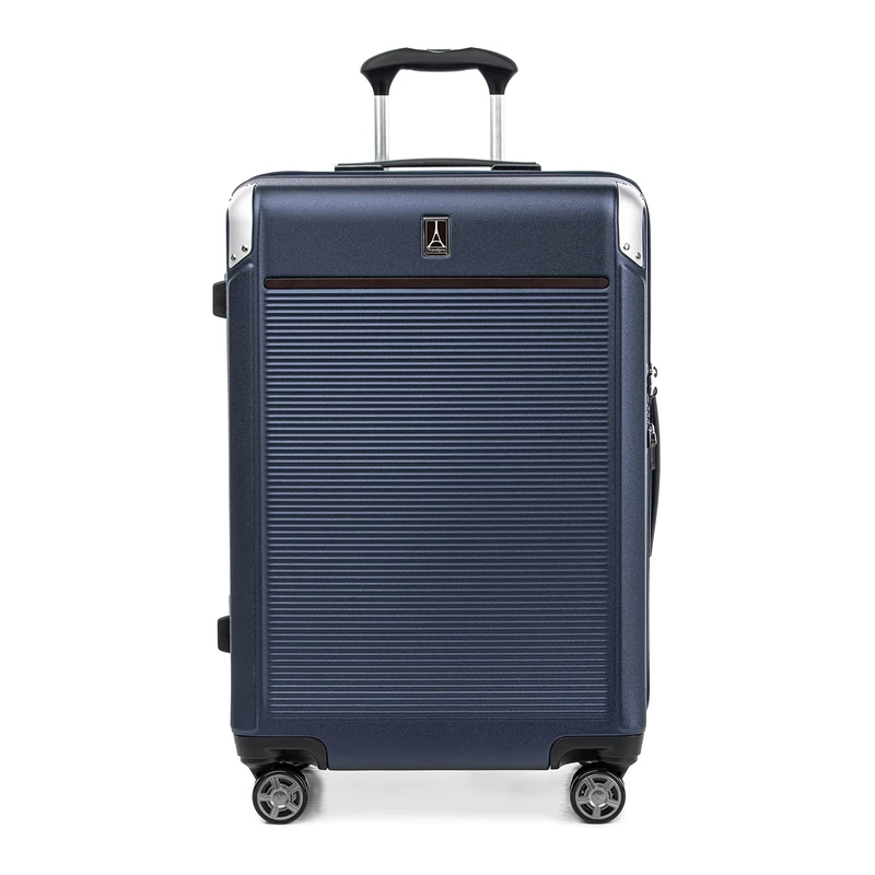 Travelpro Platinum Elite Hardside Expandable Checked Suitcase, 8 Wheel Spinner, TSA Lock, Hard Shell Polycarbonate Suitcase, True Navy Blue, Checked Medium 70x45x28 cm