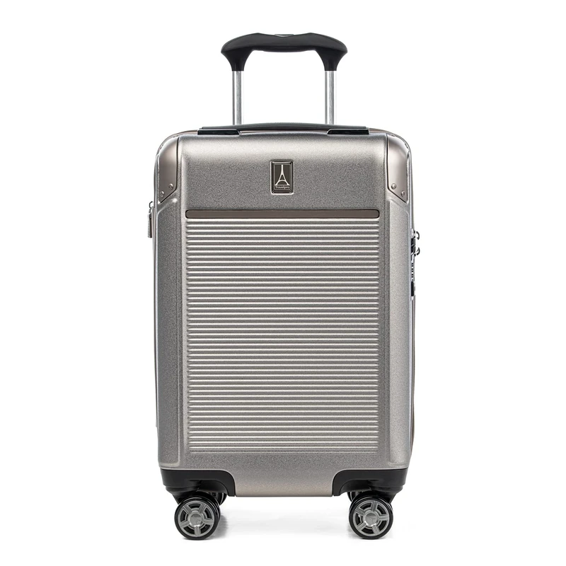 Travelpro Platinum Elite Hardside Expandable Suitcase, 8 Wheel Spinner, TSA Lock, Hard Shell Polycarbonate Suitcase, Metallic Sand, Compact Carry on 56x36x23 cm