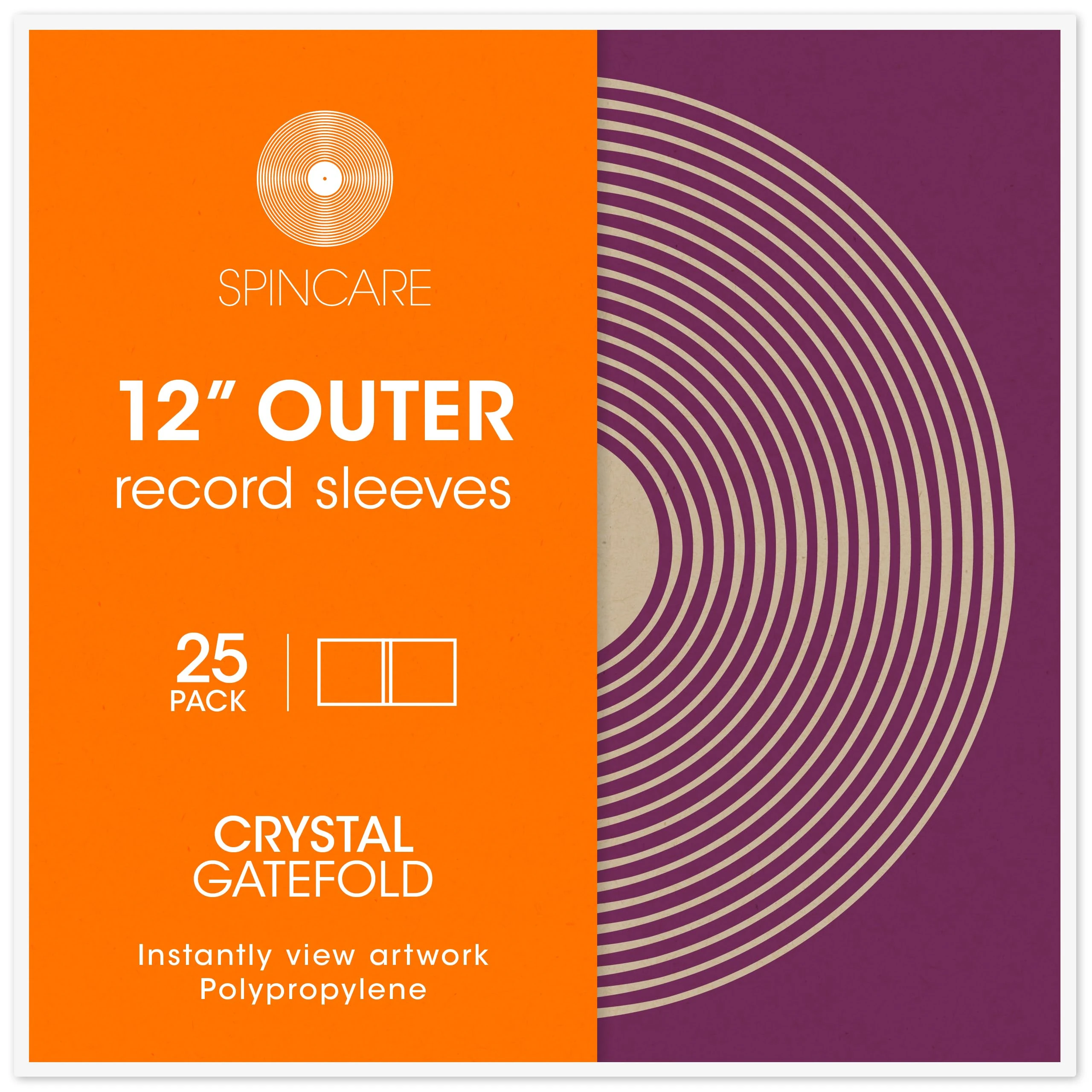 25x 12 Inch Gatefold Outer Vinyl Record Sleeves | Crystal Clear Covers Fit Single & Double Gatefold Albums | Acid-Free Protective Plastic Sleeves | Clean & Crisp Polypropylene