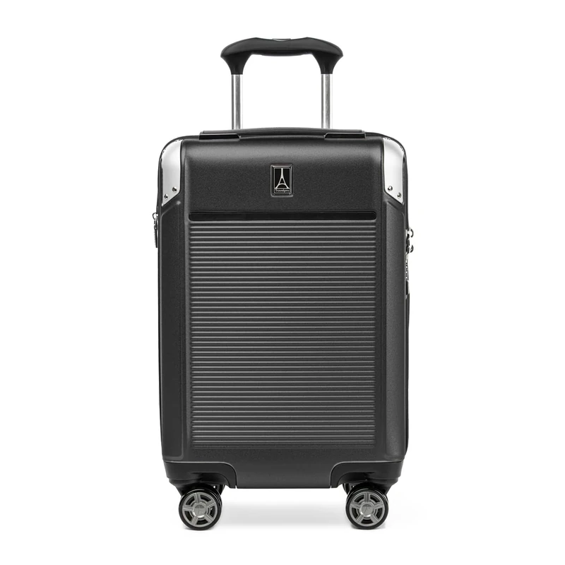 Travelpro Platinum Elite Expandable Carry-On Luggage - Hardside Polycarbonate Suitcase with 8 Spinner Wheels – Travel Luggage with TSA Lock and USB Ports - Shadow Black, Compact Carry on 56x36x23 cm