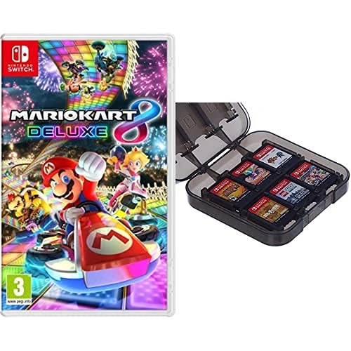 Mario Kart 8 Deluxe + Amazon Basics Game Storage Case - Black (Nintendo Switch)