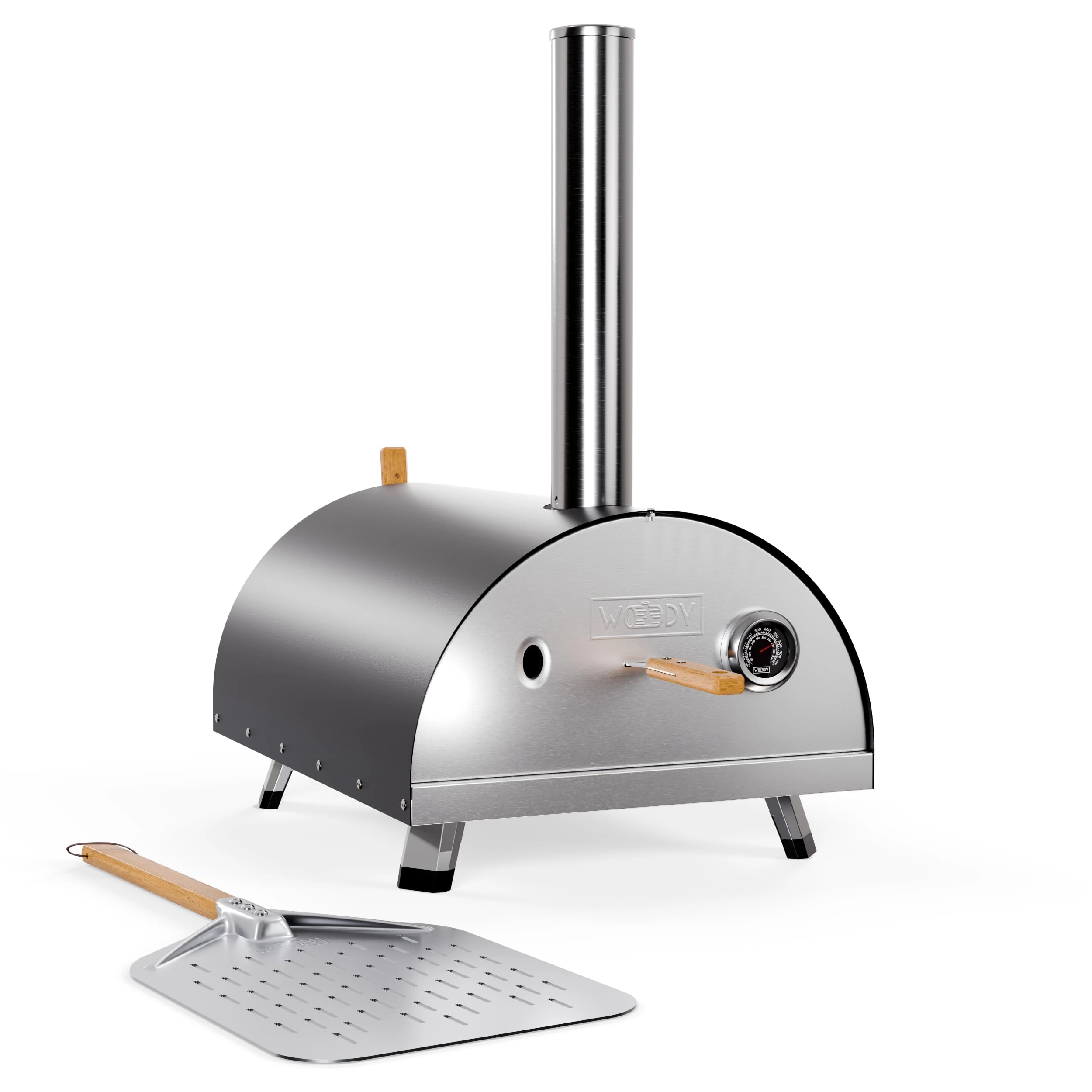 Woody Oven - Multifuel Table Top Pizza Oven Kit with Pizza Peel, Cover & Built In Thermometer
